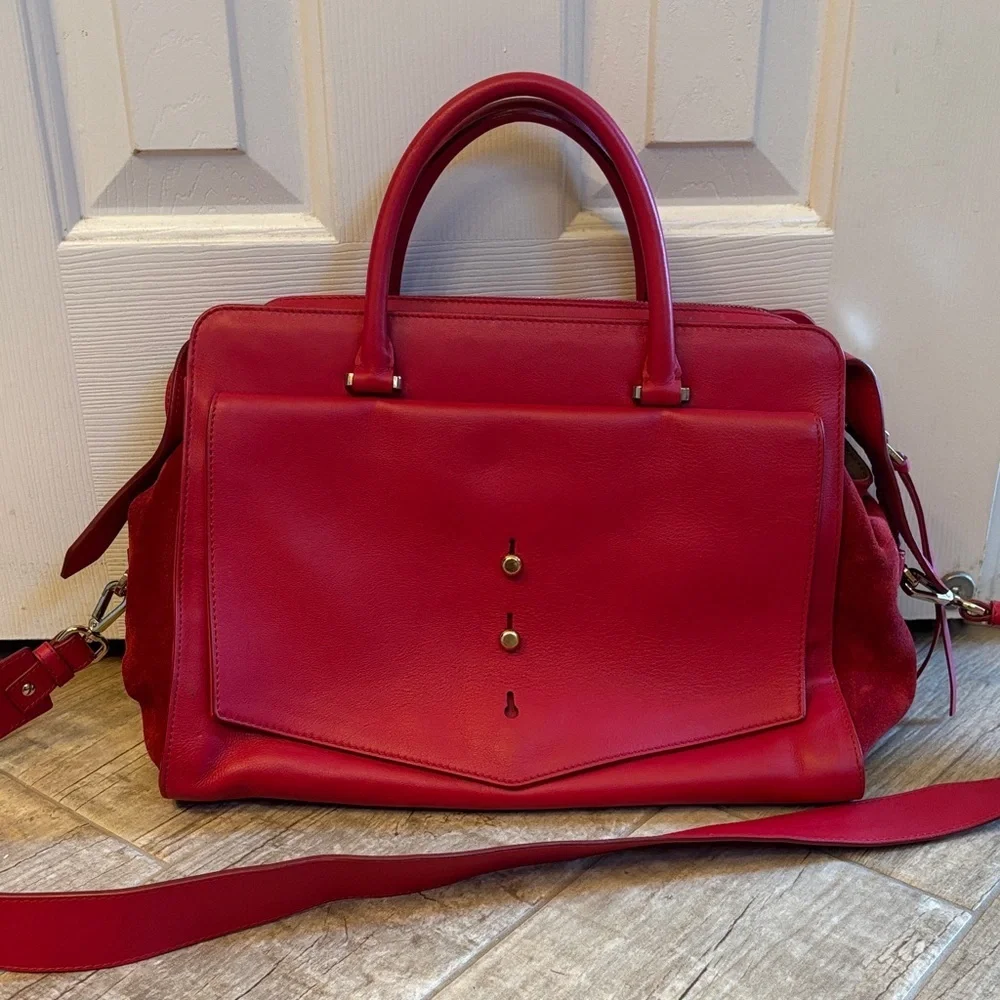 Thakoon Front Pocket Tote Red Leather Handbag
